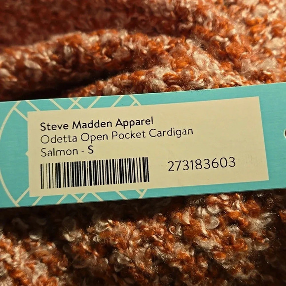 NWT Steve Madden Odetta Open Pocket Cardigan Salmon color Women Size S - Picture 9 of 12